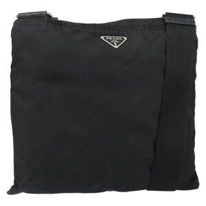 Authentic PRADA Shoulder Bag Nylon Black Silver